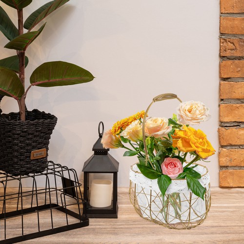Panier metal fleurs - metal, de