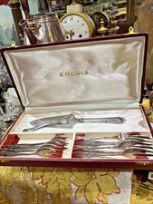 ercuis service menagere a gateaux pelle fourchettes metal argenté poincons