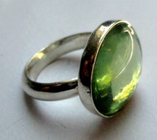 Bague taille 56 du créateur MARC LABAT argentée verre vert bijou vintage 2912