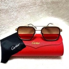 Lunettes de soleil Cartier monture marron/or carrée C2 ( 28750 ) avec étui...