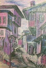 Tableau pastel 1985 paysage