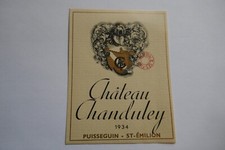 étiquette ancienne 1934 Château CHANDULEY PUISSEGUIN SAINT-EMILION