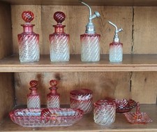 Ancien Nécessaire De Toilette Cristal Baccarat Modèle Bambou 11 Pcs/Old Crystal