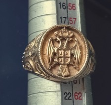 CHEVALIÈRE or jaune. 14k.  BLASON  aigle royal  bicéphale. taille 59