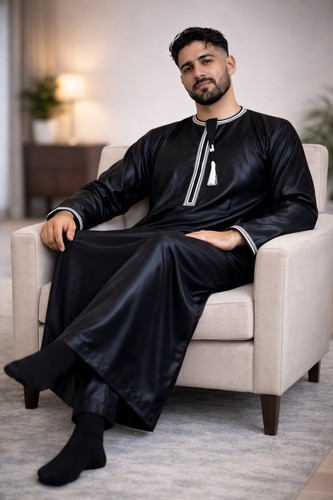 Qamis homme premium noir - noir, ou