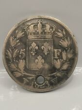 PENDENTIF 5 FRANCS ARGENT 1823 W LILLE LOUIS XVIII TETE NUE FRANCE / SILVER