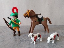 PLAYMOBIL 3629 Chasseur Archer  Cheval Chiens Chasse à Courre - Vintage- Complet