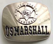 Boucle de ceinture US MARSHALL vintage - Métal chromé 6,8 x 8 cm