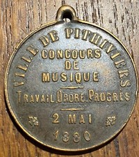 MÉDAILLE CONCOURS DE MUSIQUE 2 MAI 1880 VILLE DE PITHIVIERS (1151)