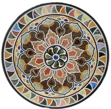 42 " Noir Marbre Dîner Table Top Décorative Pietra Dura Art pour Maison Meuble