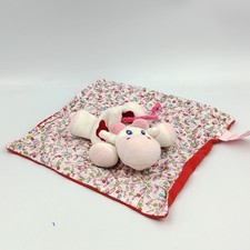 Doudou plat carré rouge fleurs vache EGMONT TOYS - 34378