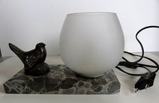 LAMPE DE CHEVET/ 1930/ OISEAU "PIGEON"/ OPALINE "LAITEUSE"/ MARBRE !!!