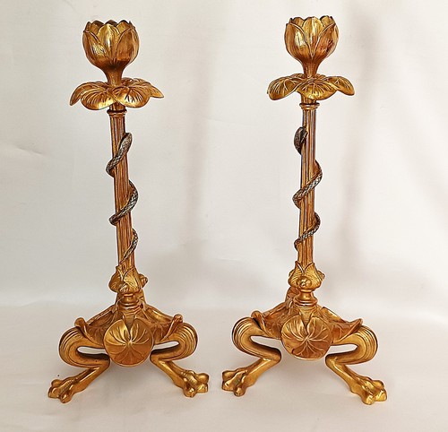 Bougeoirs bronze doré - bronze,