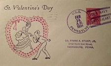 US Navy  postal cancelation stamp U.S.S Pennsylvania Valentine's day 1934