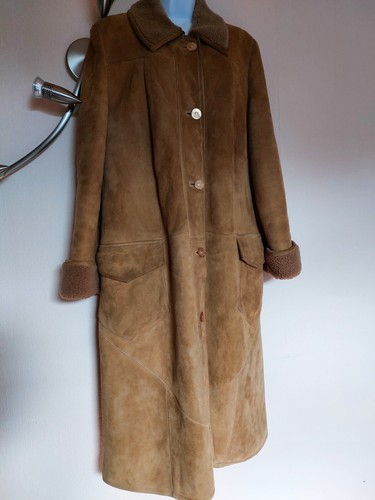 Manteau croûte cuir camel - croûte,