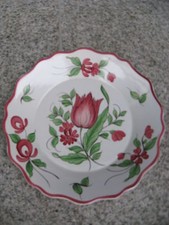 ASSIETTE DECORATION Faïence décor FLEURS P. Main 23 cm