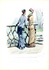 Grande gravure de mode - Journal des dames et demoiselles - 35x26 cm - 1873's