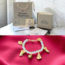 Vivienne Westwood Pearl Charm Bracelet Gold Tone – Orb, Corset & Shoe Charms – S