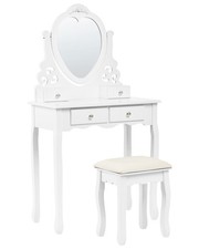 Coiffeuse Décorative avec 4 Tiroirs Glam Poudreuse Miroir Forme Cœur Blanche Div