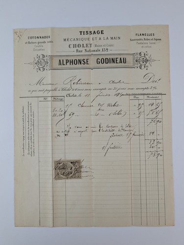 Facture ancienne 1884 - facture,