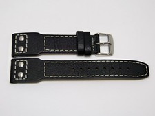 Bracelet Pilote Flieger cuir noir 22mm Typical flieger pilot strap Riveted black