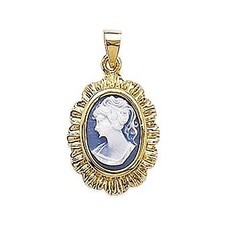Pendentif camée bleu en