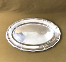plat de service ovale CHRISTOFLE modèle CONTOURS UNI métal argenté 42,5 x 28 cm