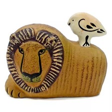 Mini Figurine Lion avec Oiseau