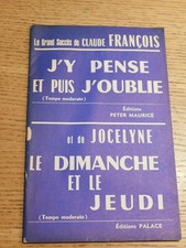 PARTITION CLAUDE FRANCOIS j'y pense et puis j'oublie SHEET MUSIC jocelyne PALACE