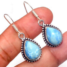 Boucles d'oreilles bijoux faits main en argent 925 pierre précieuse Larimar d...