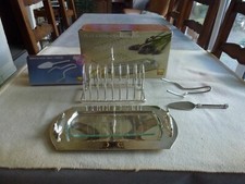 PLAT A FOIE GRAS SERVICE COMPLET METAL ARGENTE ET PORTE-TOASTS