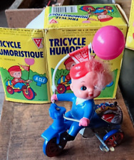 Ancien jouet, enfant tricycle,  fer Blanc  - Moteur a clé - Boite -  Fonctionne