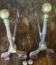 Paire De Chenets 52x55 Cm Grand Foyer 2 Jeux Boules Arrêtoir !Rouille Sur Le Fer