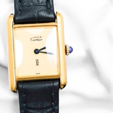 Montre pour femmes CARTIER Mast Tank SM cadran beige or argent