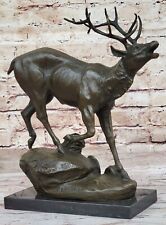 Buck Renne Élan Cerf Faune Art Cabine Lodge Sportsman Art Bronze Marbre Statue