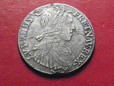 ROYALE/ LOUIS XIV 1643-1715. DEMI-ECU A LA MECHE LONGUE. 1659 BAYONNE.