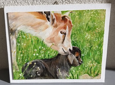 TABLEAU PEINTURE ACRYLIQUE CHEVRE ET CHEVREAU