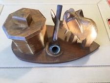 Ancien Pot à Tabac en bois