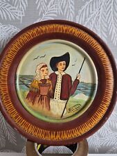 Assiette décorative en bois thème breton signée Ref.A8