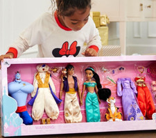 Grand Coffret de Poupées Aladdin Jasmine Genie Rajah Abu Disney Store Collector