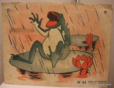 Planche scolaire Rémi et Colette,double face,grenouille/Colette au lit,30cmx40cm