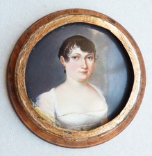 Peinture miniature femme époque Empire vers 1810  cuivre painting avec  boite