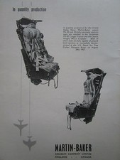 8/58 PUB MARTIN BAKER MK.A5 G5 EJECTION SEAT SIEGE EJECTABLE CRUSADER COUGAR AD