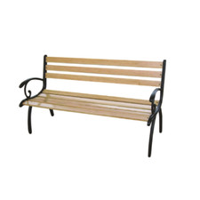 Banc Chaise Légère En Fonte Bronzée Avec Des Planches En Bois Naturel