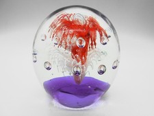 GRANDE SULFURE PAPERWEIGHT BOULE PRESSE PAPIERS PLANTES MARINES EN CRISTAL