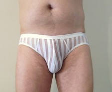 Slip homme à rayures blanc transparent taille M
