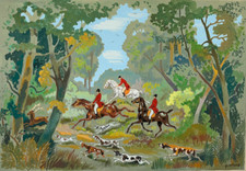 Scene chasse courre cerf - a,