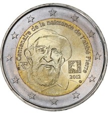 2 EUROS ABBÉ PIERRE 2012 COMMÉMORATIVE NEUVE UNC direct du rouleau € RARE