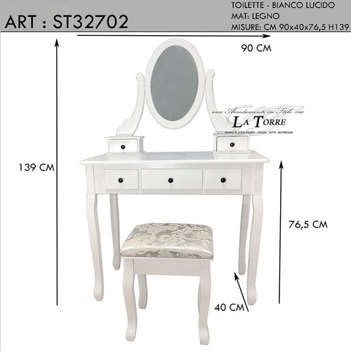 Coiffeuse avec pouf style - avec,