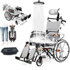 Fauteuil roulant multifonction avec dossier inclinable à 180 ° -...